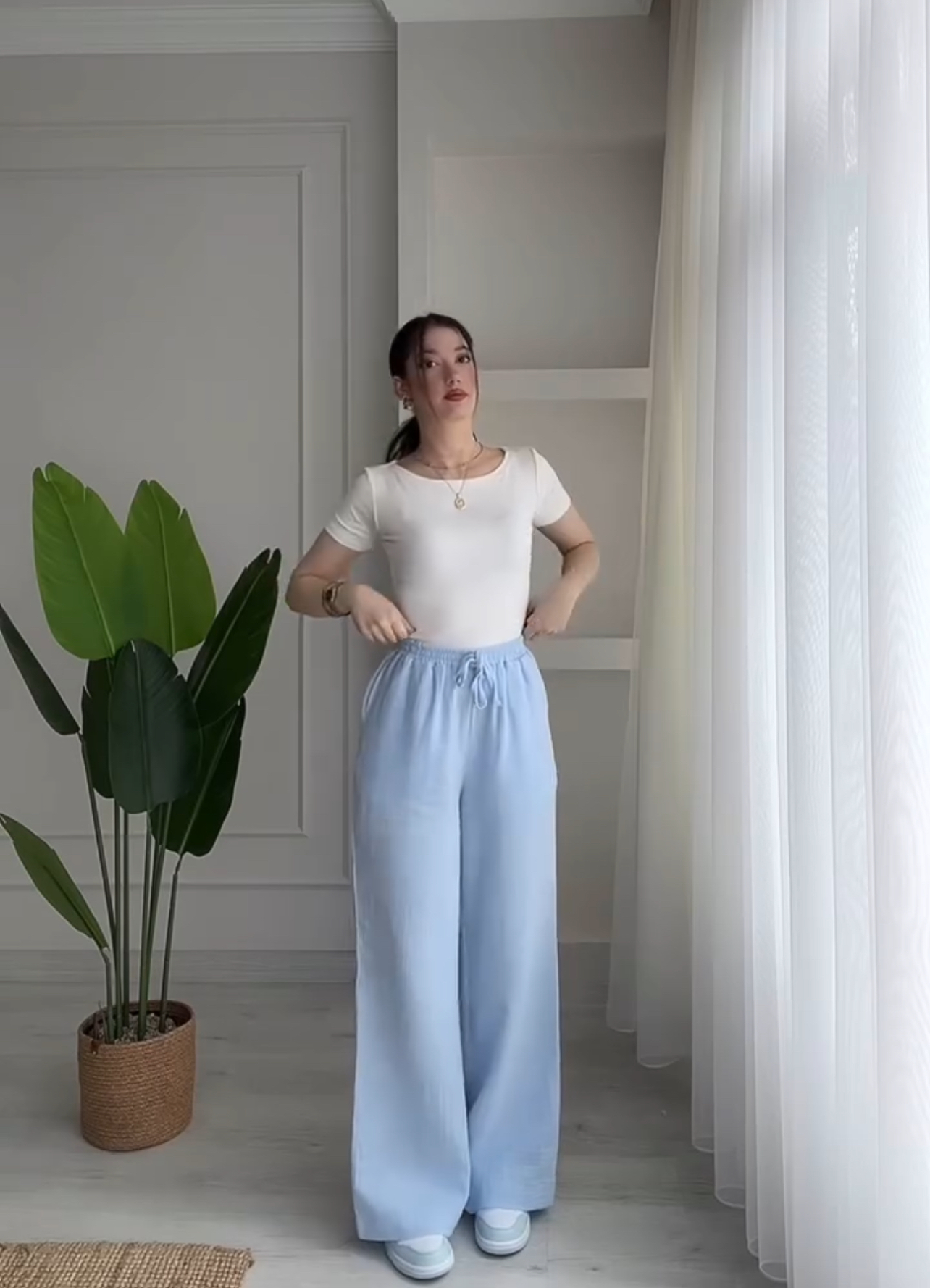 Pantalon Capri 100% Lin