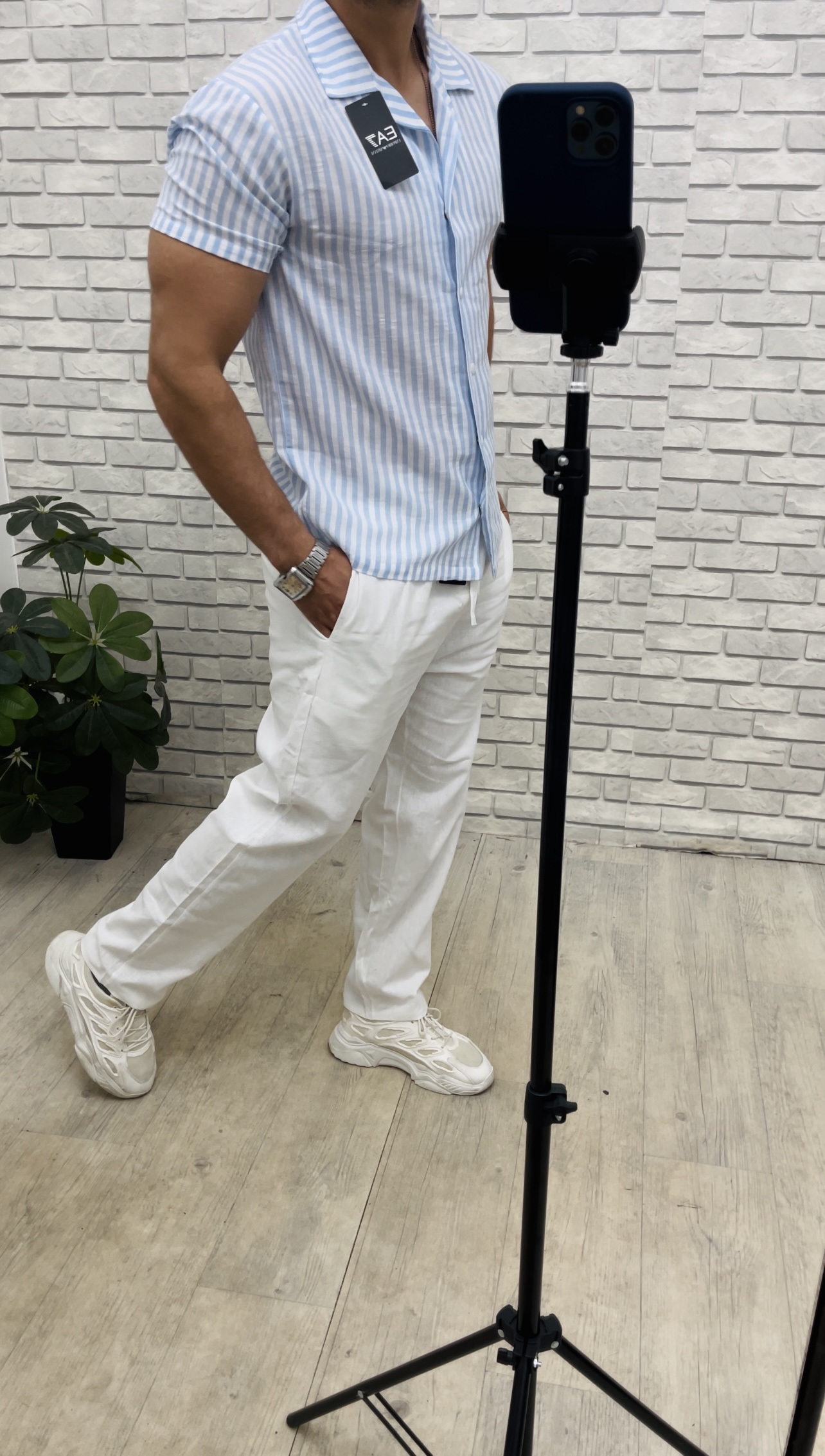 ensemble EA en lin a rayures - الصورة 7